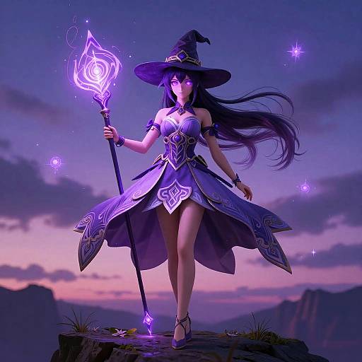 Purple Witch Anime Girl Twilight