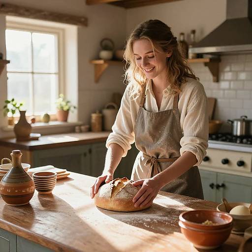 Cozy Rustic Kitchen Baking Scene