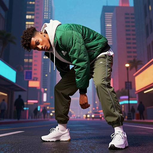 Dynamic Urban Streetwear Model Pose