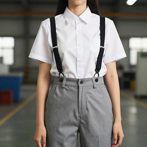 Classic Woman in Gray Work Suit