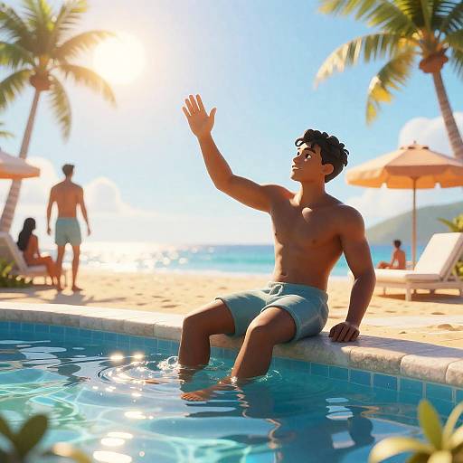 Stylized Caribbean Pool Party Model