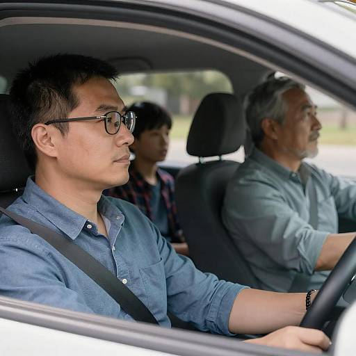 Three Generations in a Car Portrait