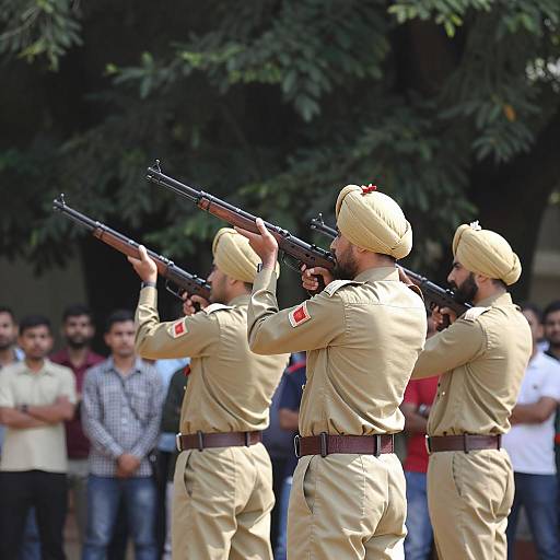 Focused Soldiers Aiming in Sunlit Forest