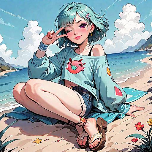 Wind Waker-Style Beach Dock Portrait