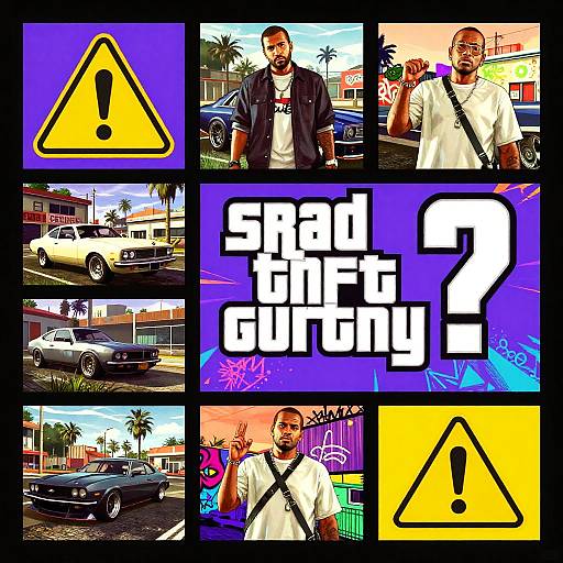 GTA 5 Gameplay Caution Collage