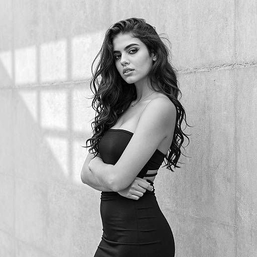 Elegant Young Woman in Monochrome Portrait