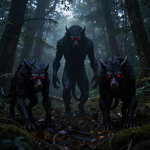 Sinister Animals in Foggy Forest