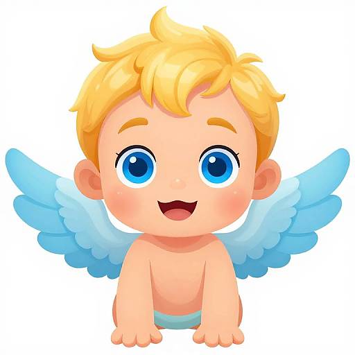 Whimsical Cartoon Baby Angel Illustration