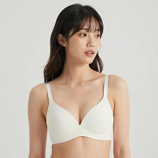 Asian Woman in White Underwire Bra