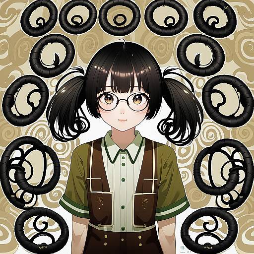 Illustration of Amasawa yuuko, dennou coil in the style of Meng ziya