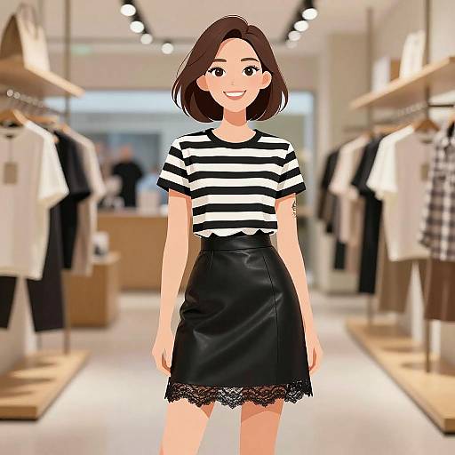 Smiling Woman in Casual Chic Outfit