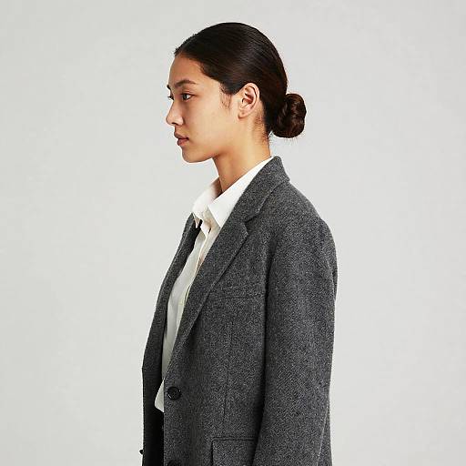 Business Model with Low Bun Hairstyle