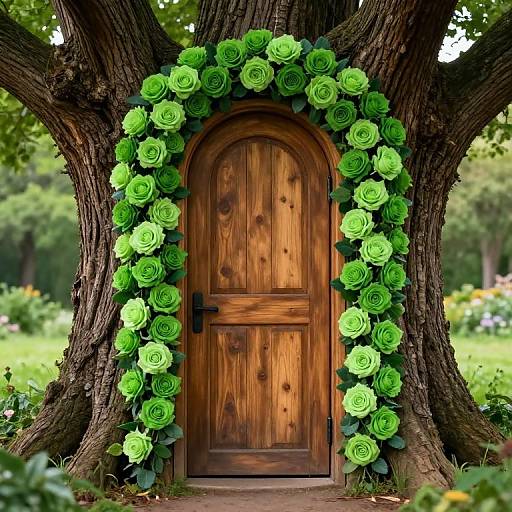 Whimsical Wooden Door in Tree