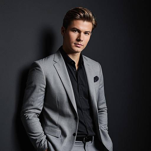 Formal Portrait of Young Man in Grey Blazer