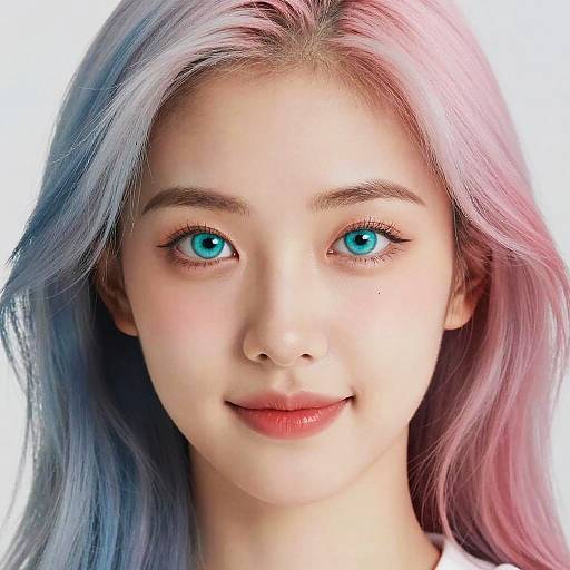 Photorealistic Beautiful Girl with Gradient Hair