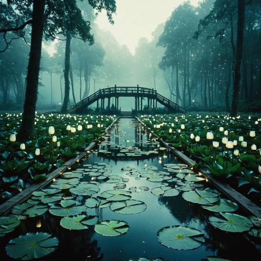 Enchanted Meadow with Luminescent Lilies