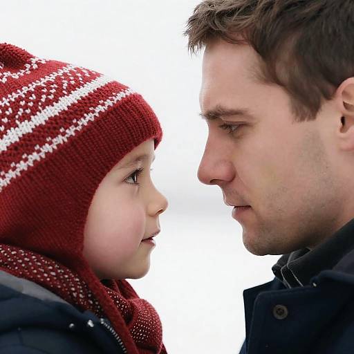 Intense Child and Man Close-Up Portrait