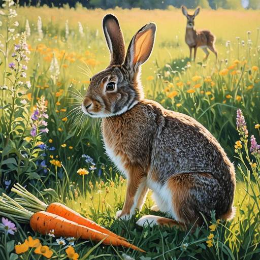 Inquisitive Rabbit in Sunlit Meadow