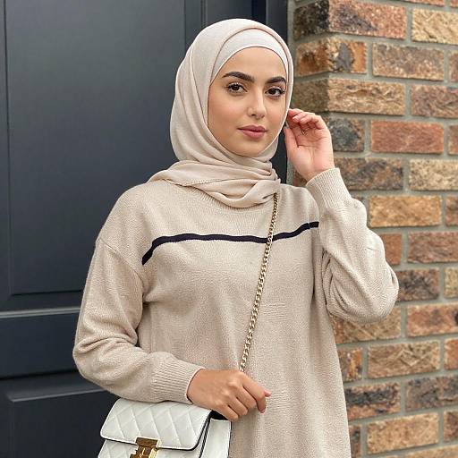 Stylish Woman in Beige Hijab