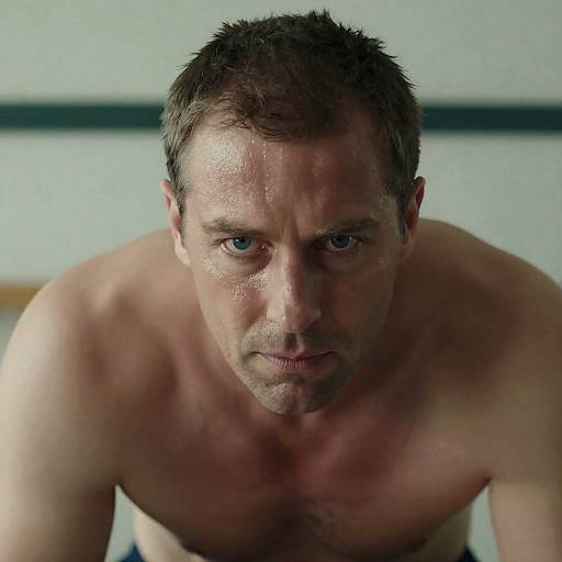 Intense Close-Up of a Focused Man