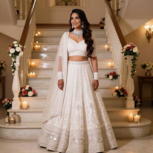 Elegant White Lehenga Bride Portrait