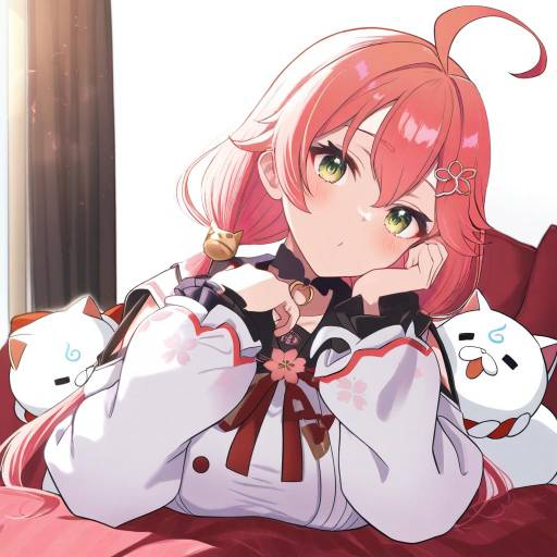 Illustration of 35p (sakura miko), hololive in the style of Plum (arch)