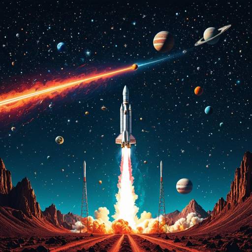 Rocket Launch Into Vibrant Cosmic Space Rocket Launch Into Vibrant Cosmic Space