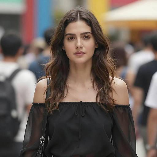 Portrait of Woman in Vibrant Crowd