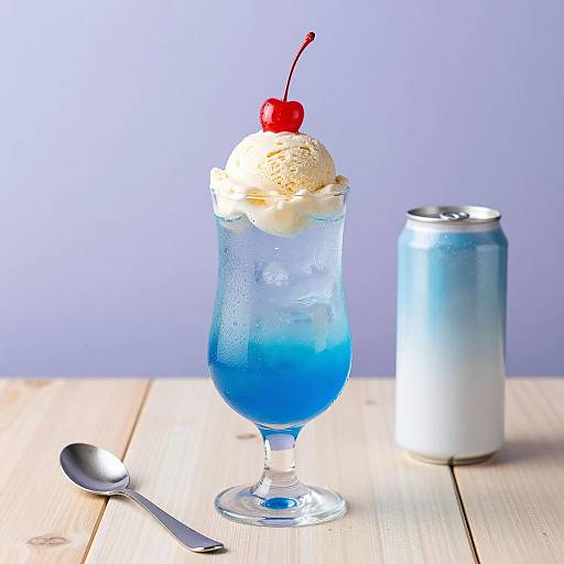 Blue Soda Float with Cherry