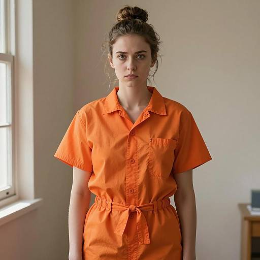 Woman in Orange Inmate Costume