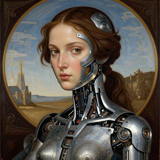 Futuristic Robotic Woman Renaissance Style