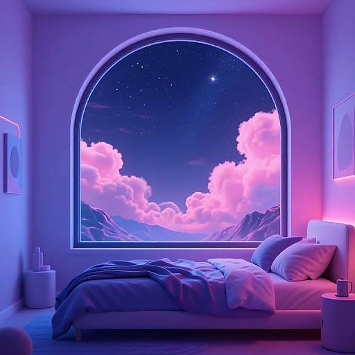 Futuristic Vaporwave Neon Bedroom