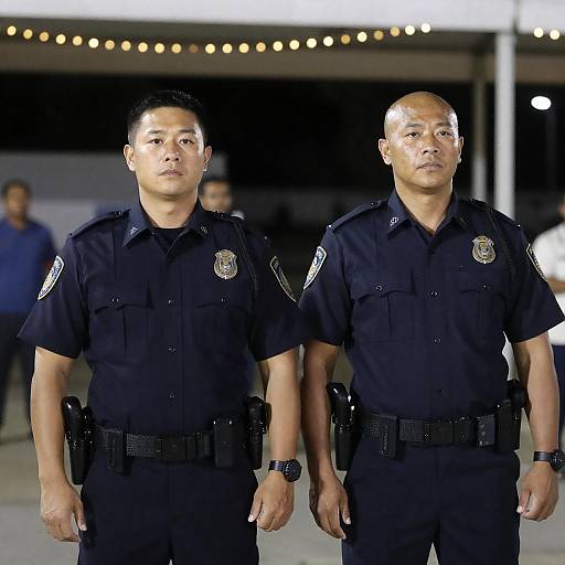 Night Patrol Officers at Dimly Lit Event