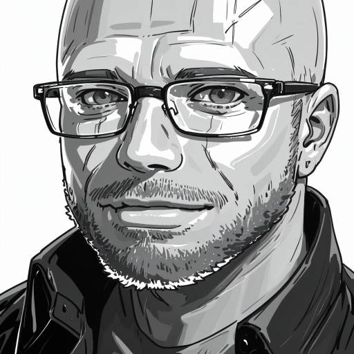 Monochrome Digital Portrait of Man with Glasses