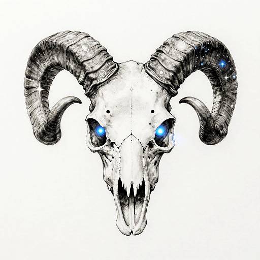 Surreal Aries Ram Skull Art
