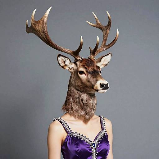 Woman in Deer Headdress Costume