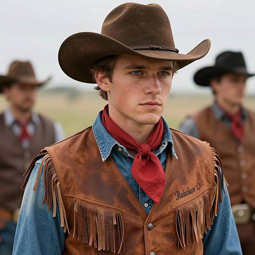 Young Cowboy in Leather Vest