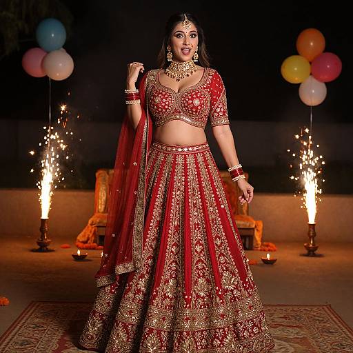 Festive Indian Woman in Lehenga