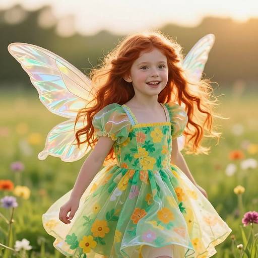 Joyful Fairy Girl in Enchanted Meadow