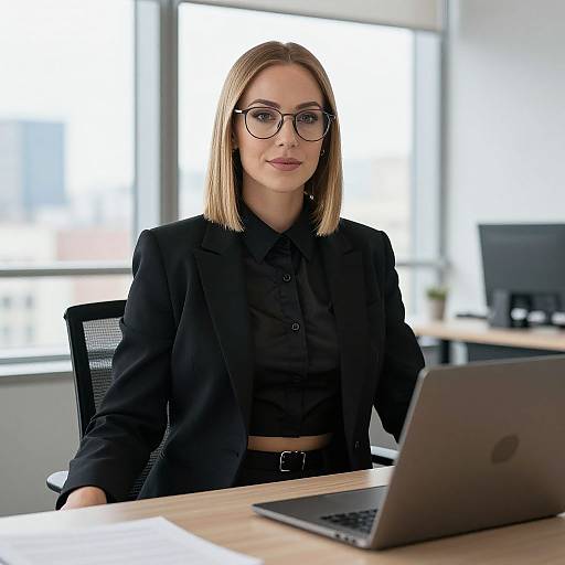 Professional Blonde Woman in Modern Office