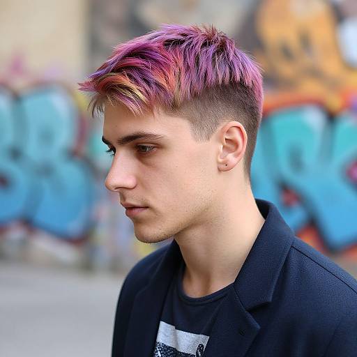 Stylish European Man with Colored Hair