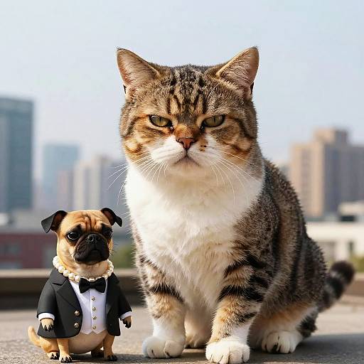 Spoiled Cat Caricature with Urban Style