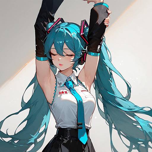 Hatsune Miku Stretching Pose Artwork