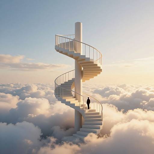 Surreal 3D Spiral Staircase Journey