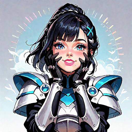 Anime Girl in Armored Dress Smiling