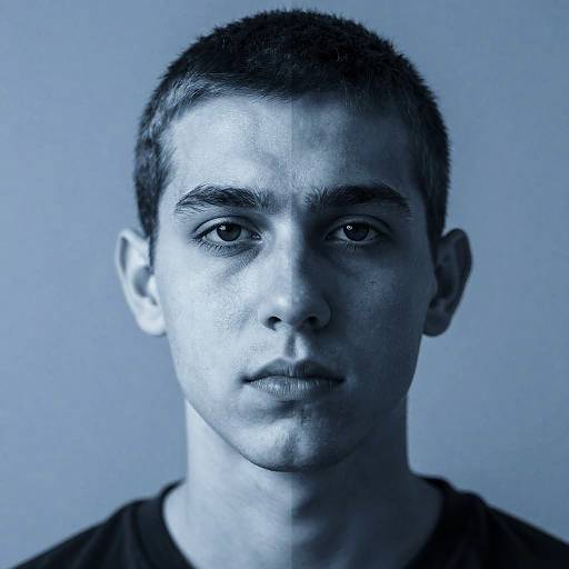 Serious young man monochrome portrait