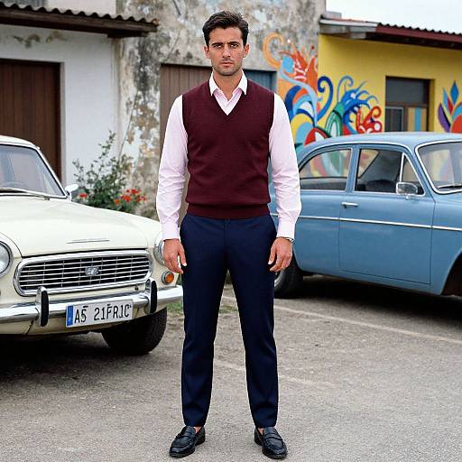 Confident Man in Vintage Urban Scene