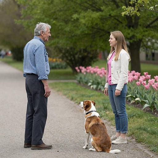 Elderly Man and Young Woman in Nature