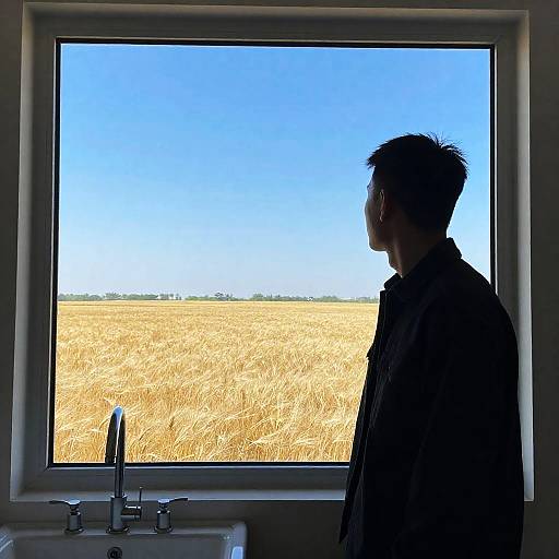 Man Gazing at Golden Wheat Field