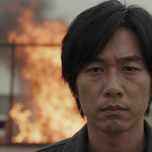 Intense Portrait with Fiery Background